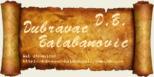 Dubravac Balabanović vizit kartica